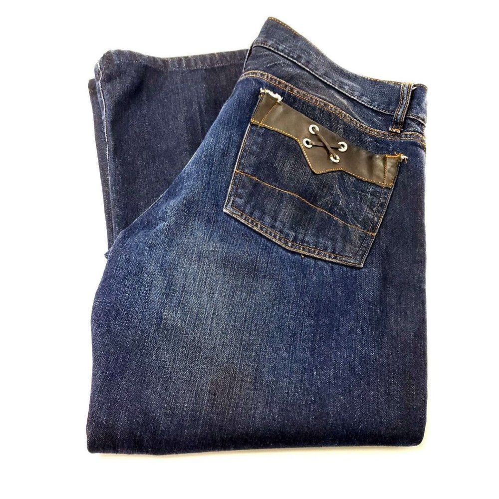 Guess Cotton Denim Jeans 34/26 Dark Blue Natural Crease Low Rise Button Fly Shor